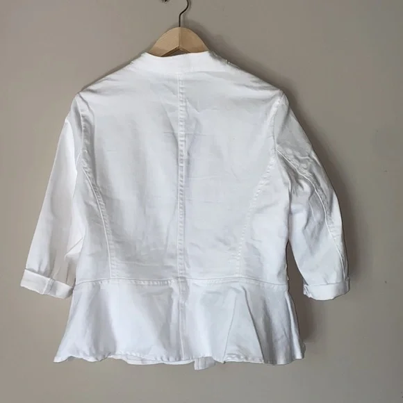 New Directions Petite White Jean Blazer w/ Zipper Accents Size Petite L - Picture 4 of 10